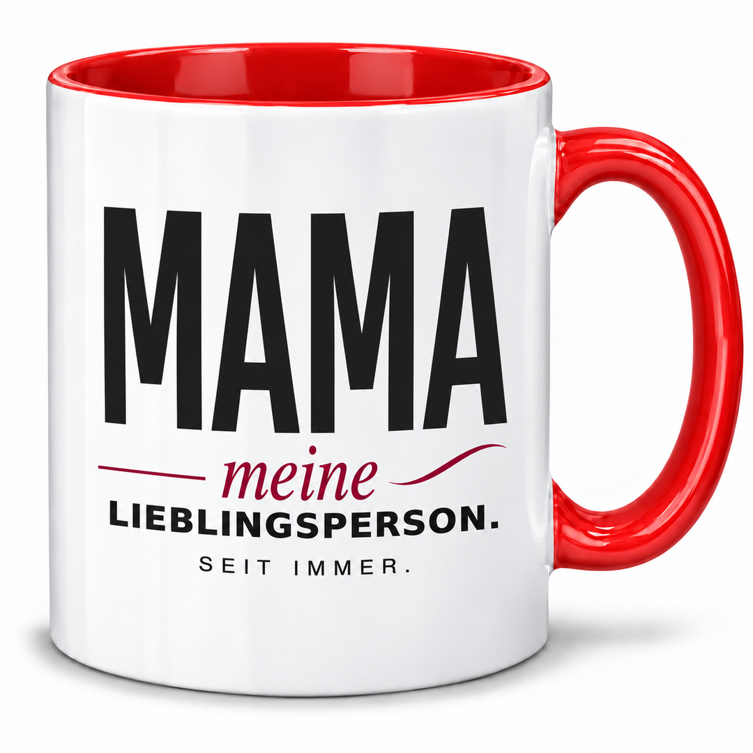 Mama-Tasse Meine Lieblingsperson – Schwarz-Bordeaux Design – rot