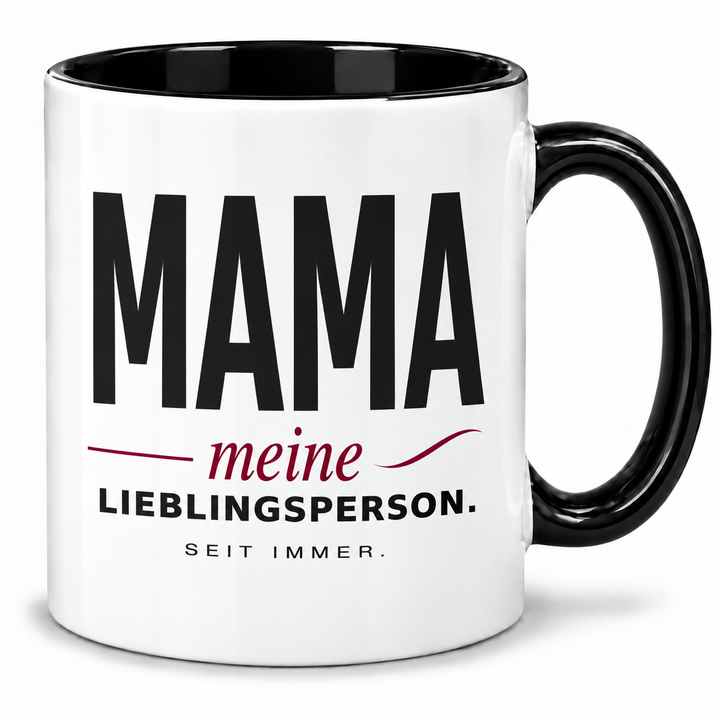 Mama-Tasse Meine Lieblingsperson – Schwarz-Bordeaux Design – schwarz