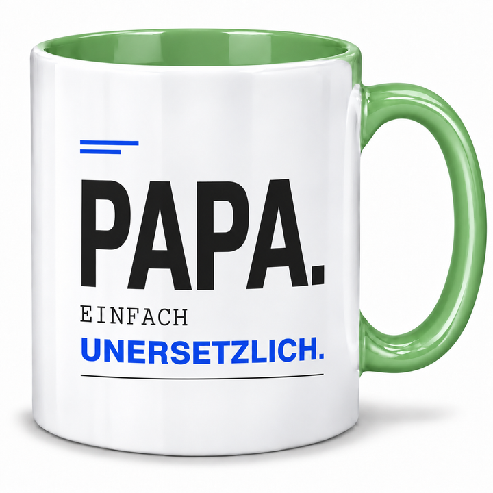 Papa-Tasse Einfach unersetzlich – Schwarz-Blau Design – gruen