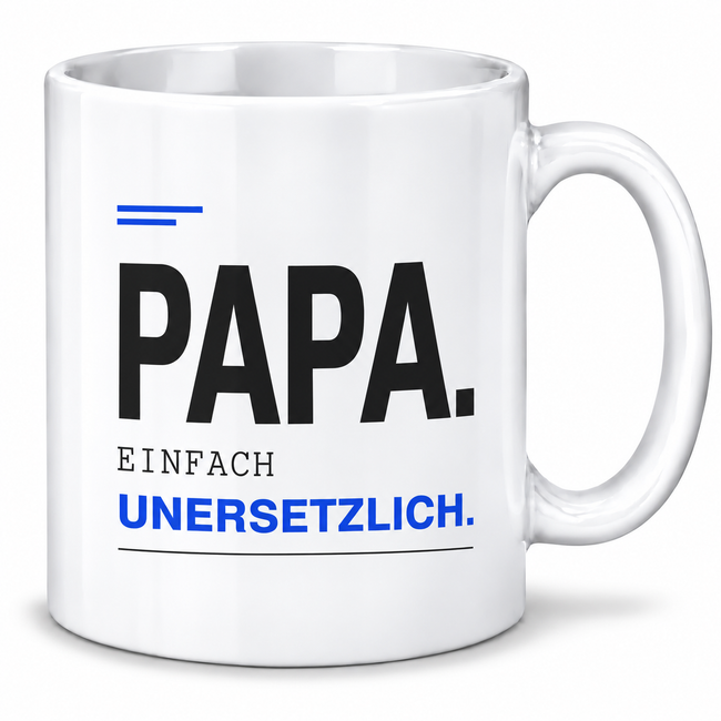 Papa-Tasse „Einfach unersetzlich“ – Geschenk für Papa, 7 Farben
