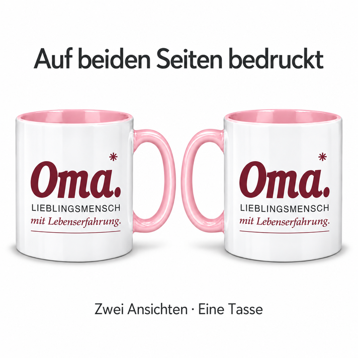 Oma-Tasse Lieblingsmensch mit Lebenserfahrung – beidseitig – PEPAM