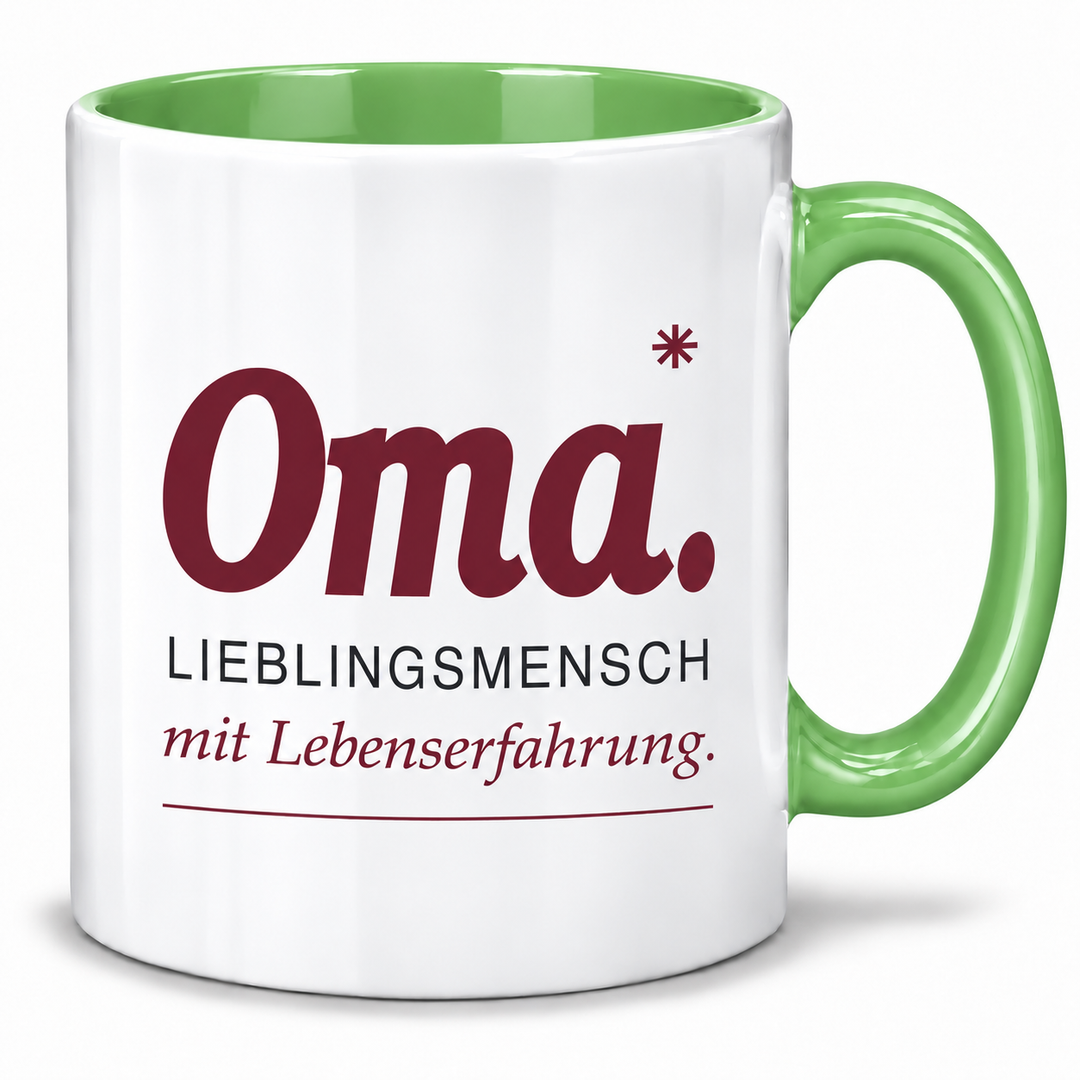 Oma-Tasse Lieblingsmensch mit Lebenserfahrung – gruen – PEPAM