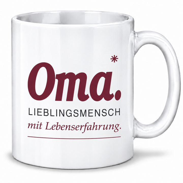 Oma-Tasse Lieblingsmensch mit Lebenserfahrung – weiss – PEPAM