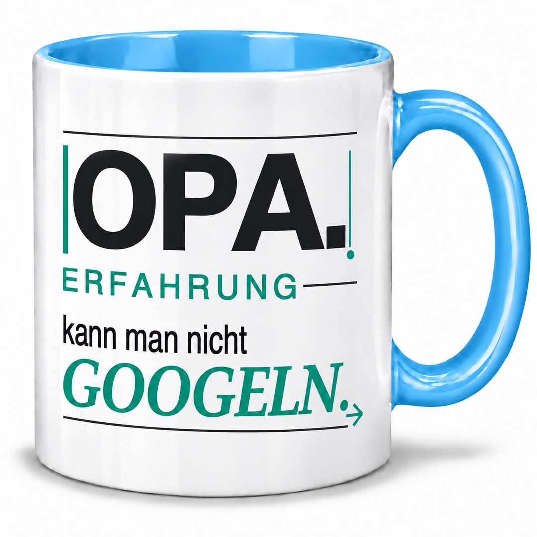 Opa-Tasse „Erfahrung kann man nicht googeln“ – Blau