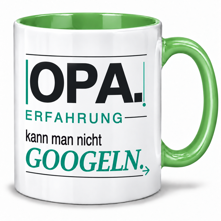 Opa-Tasse „Erfahrung kann man nicht googeln“ – Grün