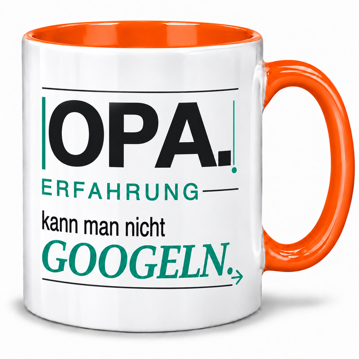 Opa-Tasse „Erfahrung kann man nicht googeln“ – Orange