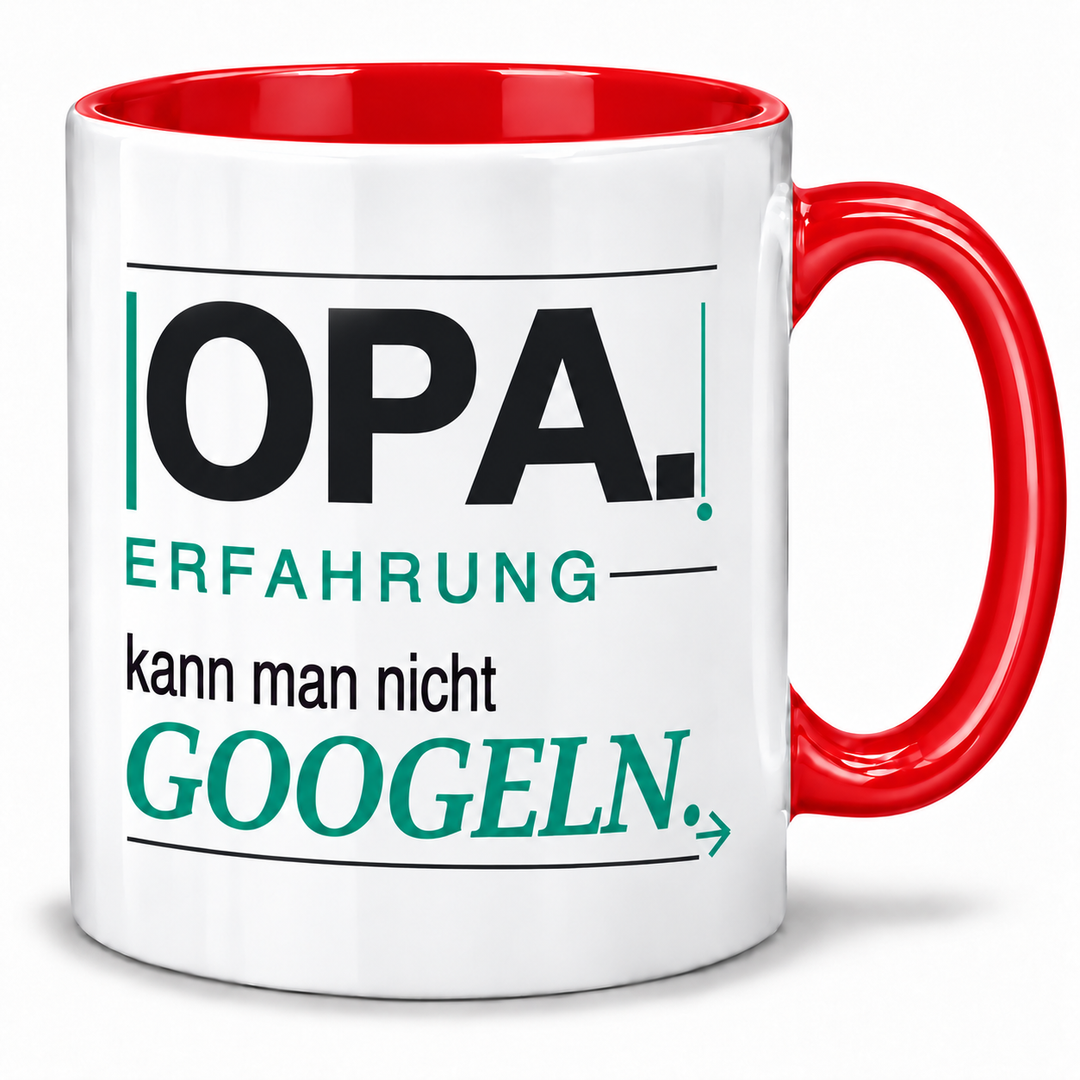 Opa-Tasse „Erfahrung kann man nicht googeln“ – Rot