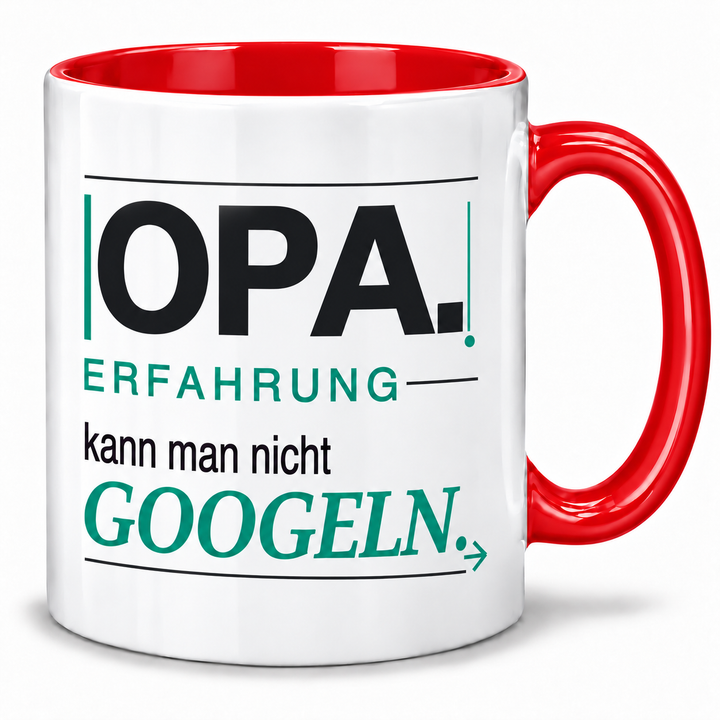 Opa-Tasse „Erfahrung kann man nicht googeln“ – Rot