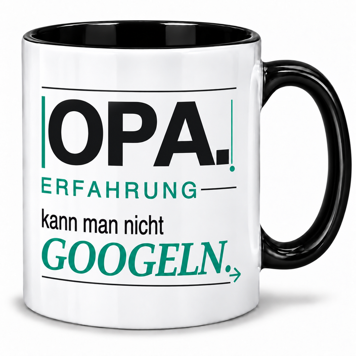 Opa-Tasse „Erfahrung kann man nicht googeln“ – Schwarz