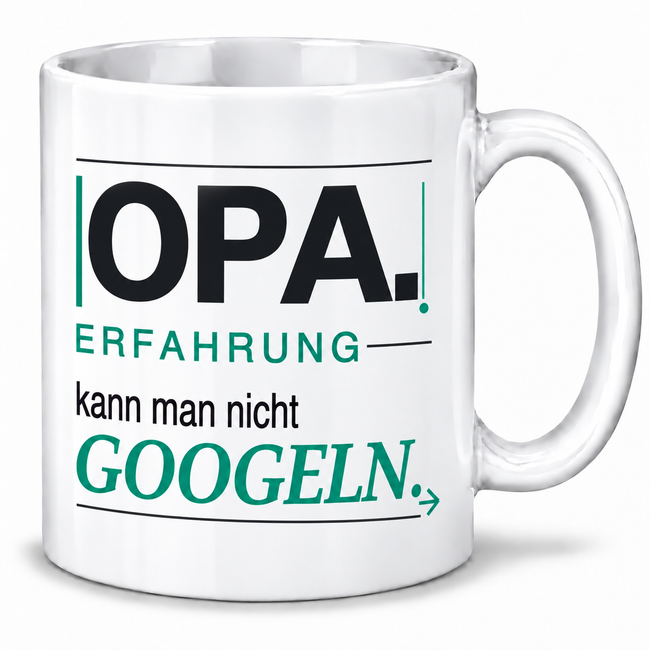 Opa-Tasse „Erfahrung kann man nicht googeln“ – Geschenk, 7 Farben