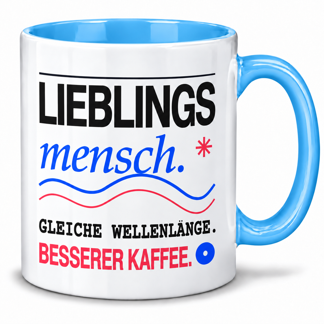 Lieblingsmensch-Tasse – Blau, beidseitig bedruckt