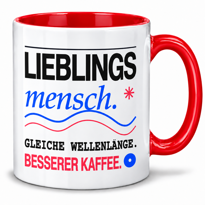 Lieblingsmensch-Tasse – Rot, beidseitig bedruckt