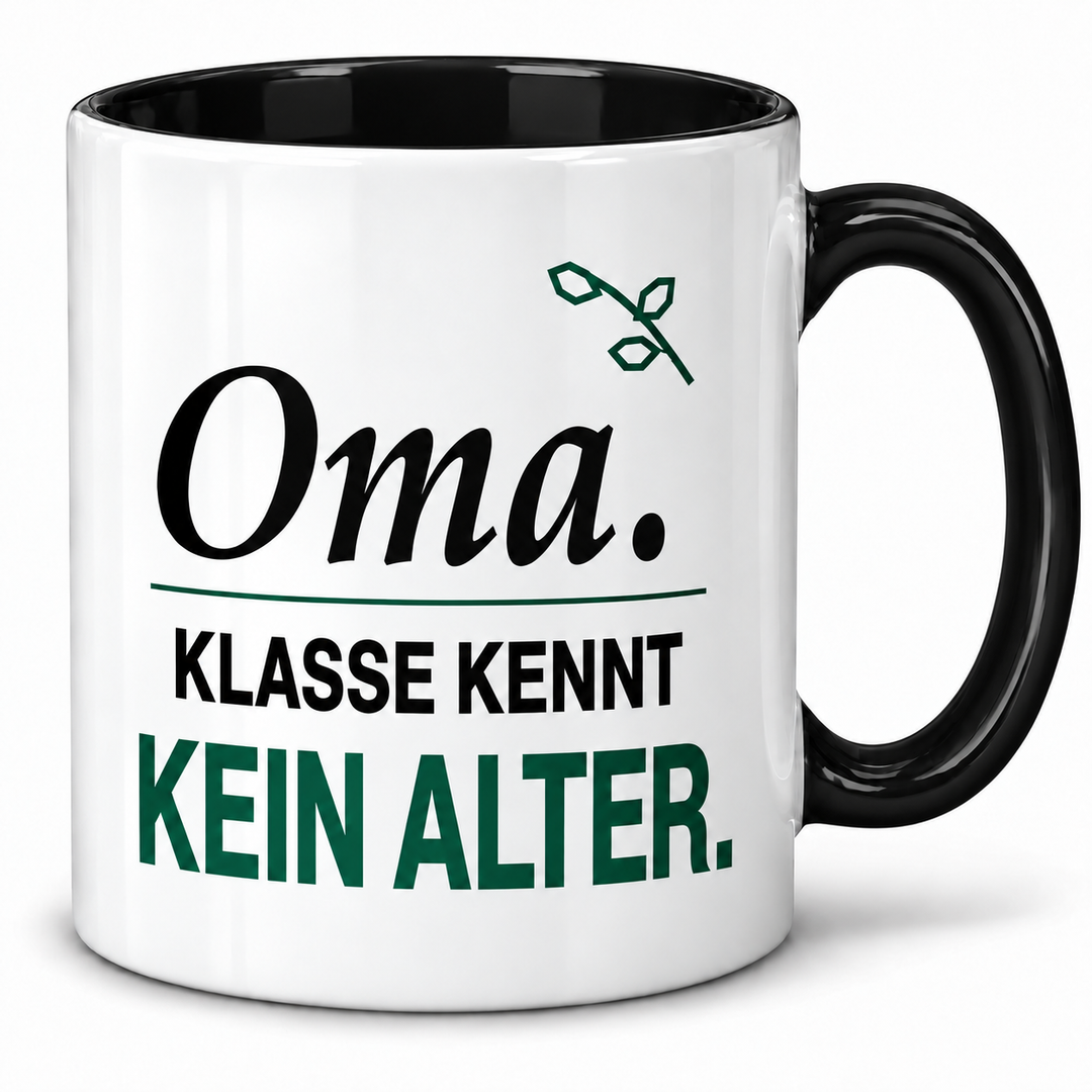 Oma-Tasse Klasse kennt kein Alter – Schwarz