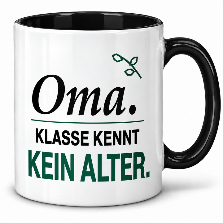 Oma-Tasse Klasse kennt kein Alter – Schwarz
