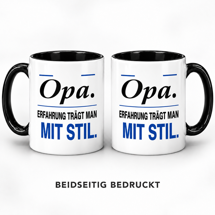 Opa-Tasse Erfahrung trägt man mit Stil – beidseitig bedruckt