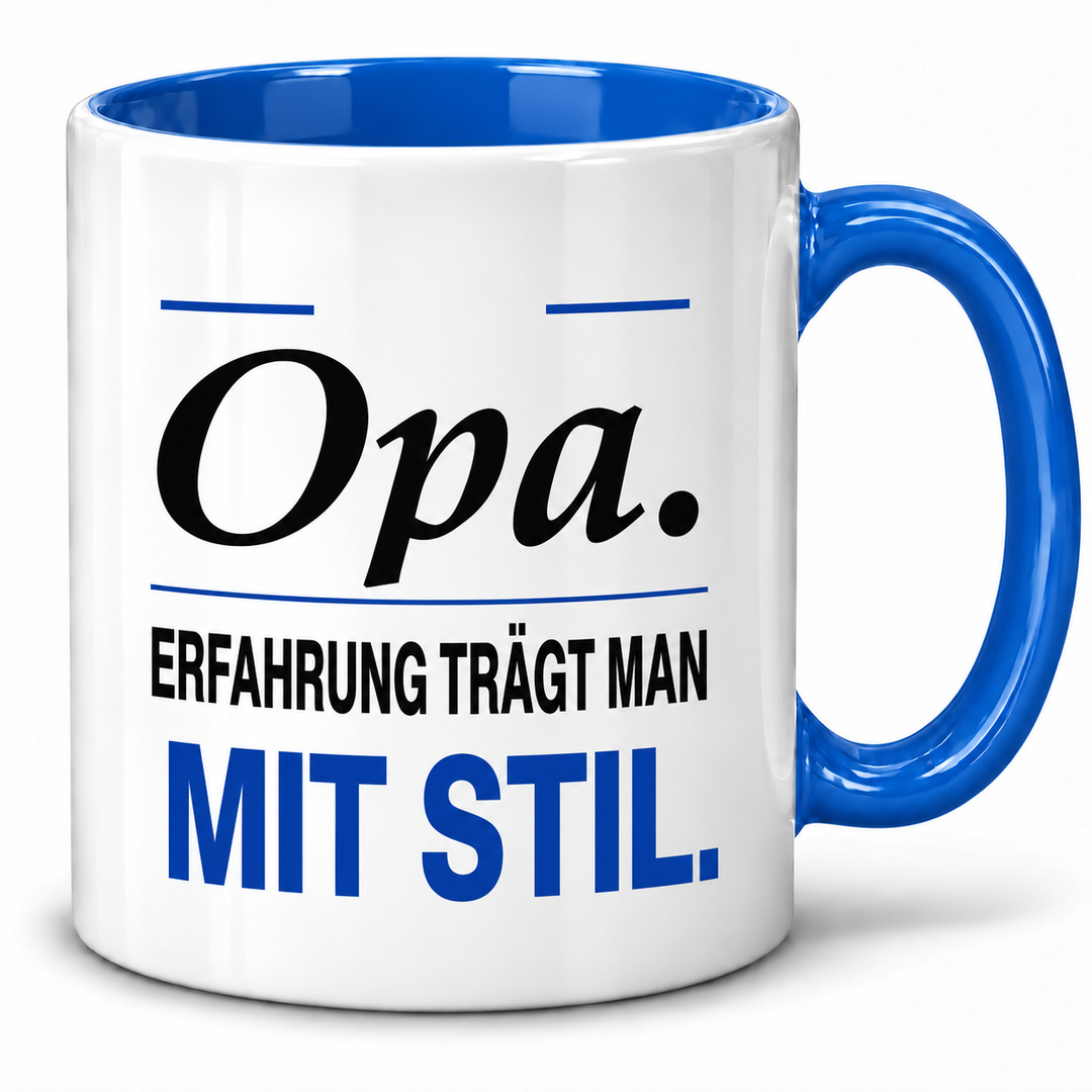 Opa-Tasse Erfahrung trägt man mit Stil – Blau