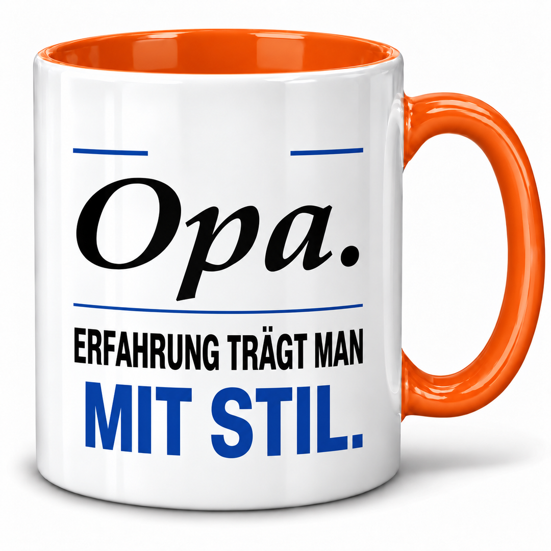 Opa-Tasse Erfahrung trägt man mit Stil – Orange