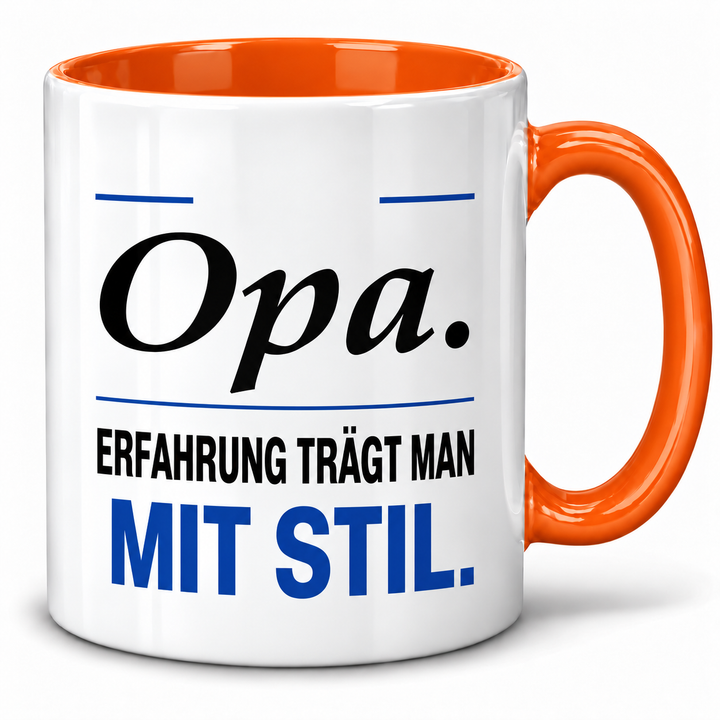 Opa-Tasse Erfahrung trägt man mit Stil – Orange