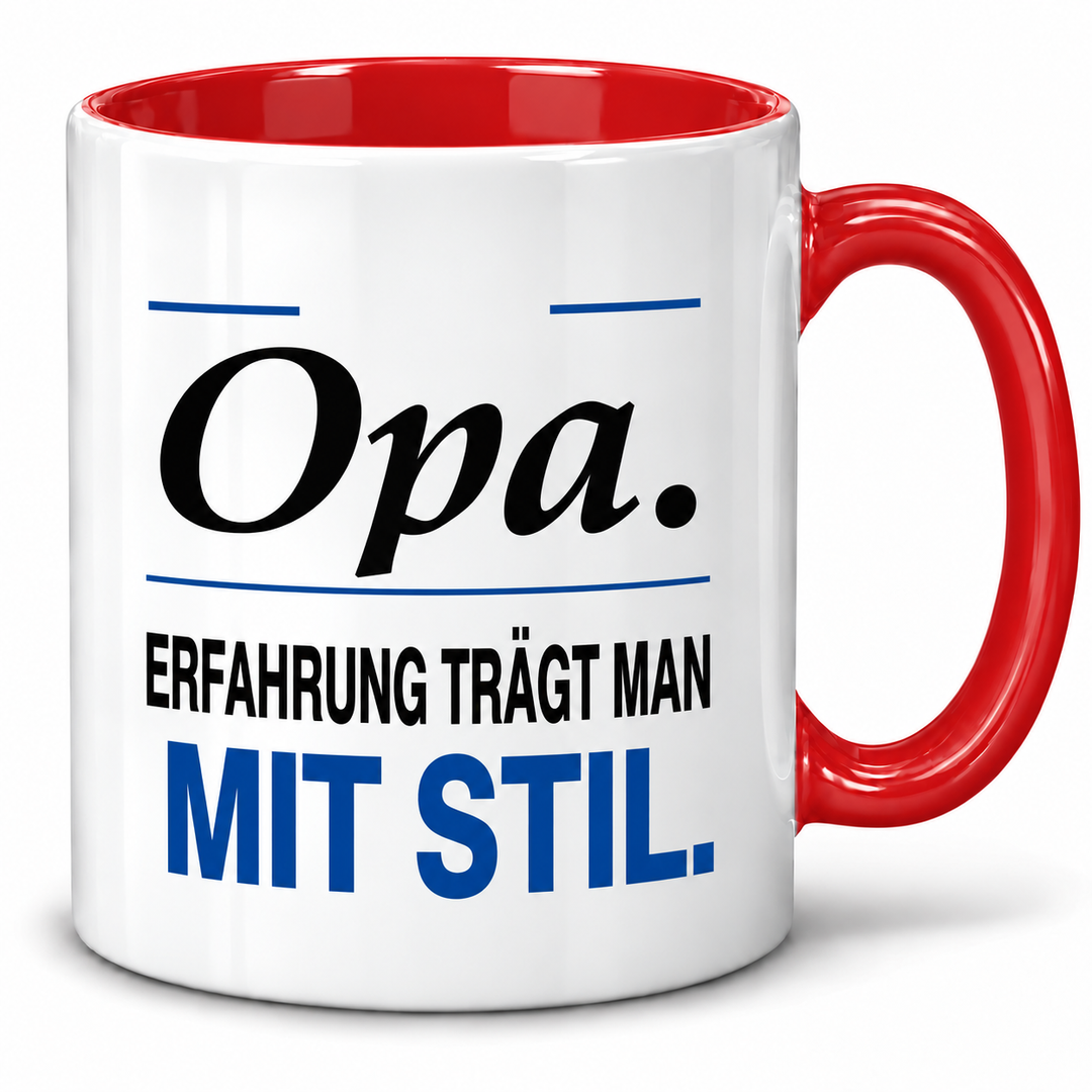 Opa-Tasse Erfahrung trägt man mit Stil – Rot