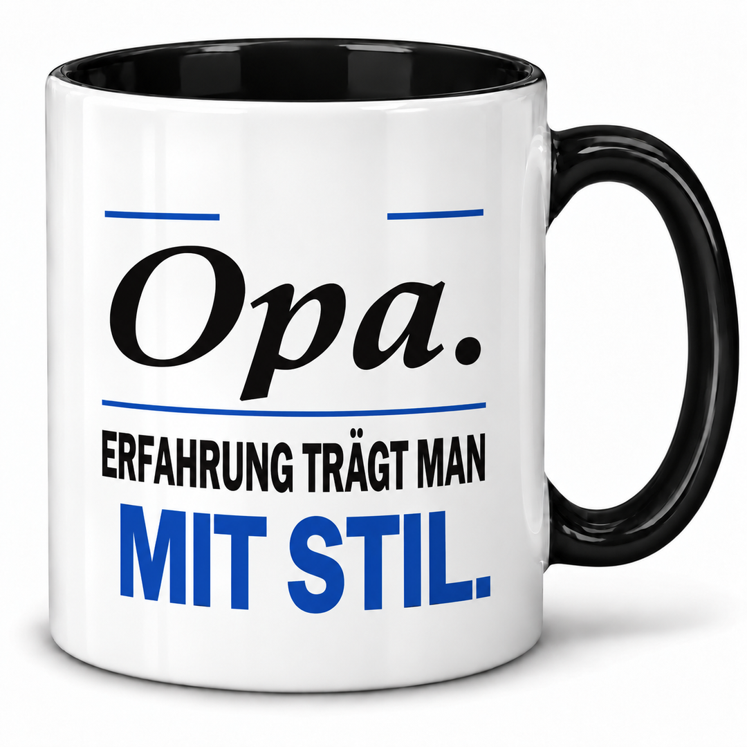 Opa-Tasse Erfahrung trägt man mit Stil – Schwarz
