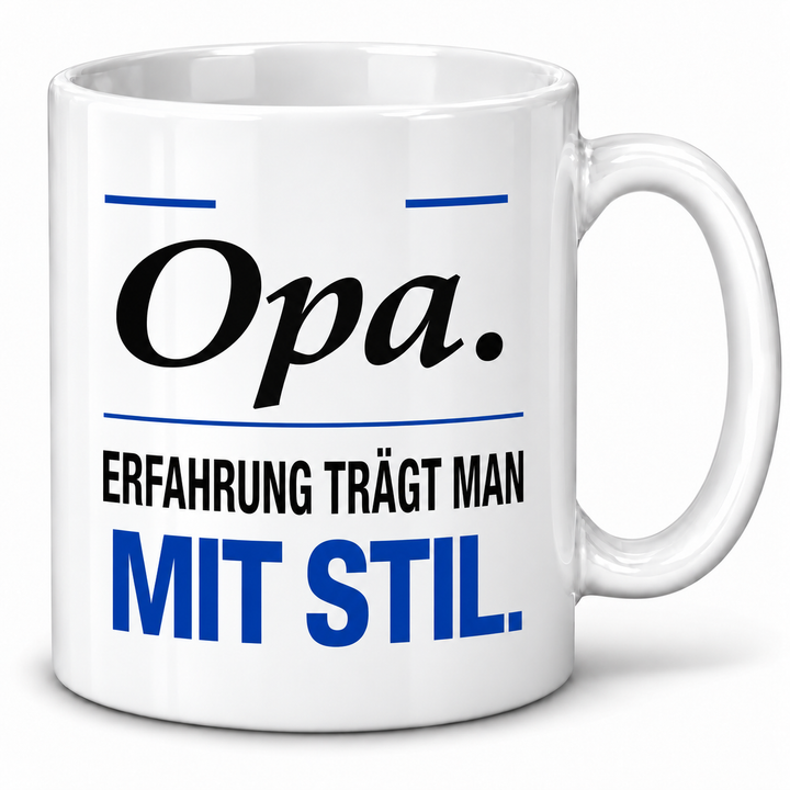 Opa-Tasse Erfahrung trägt man mit Stil – Weiß