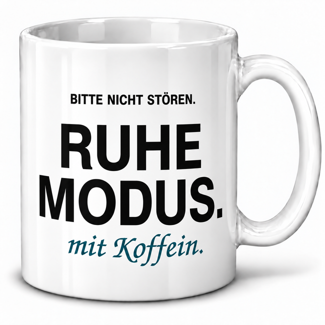 Ruhemodus-Tasse „Mit Koffein“ – Geschenk für Kaffeefans, 7 Farben