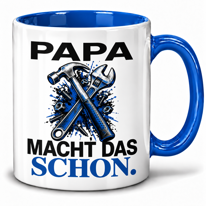 Papa-Tasse „Papa macht das schon“ – Blau