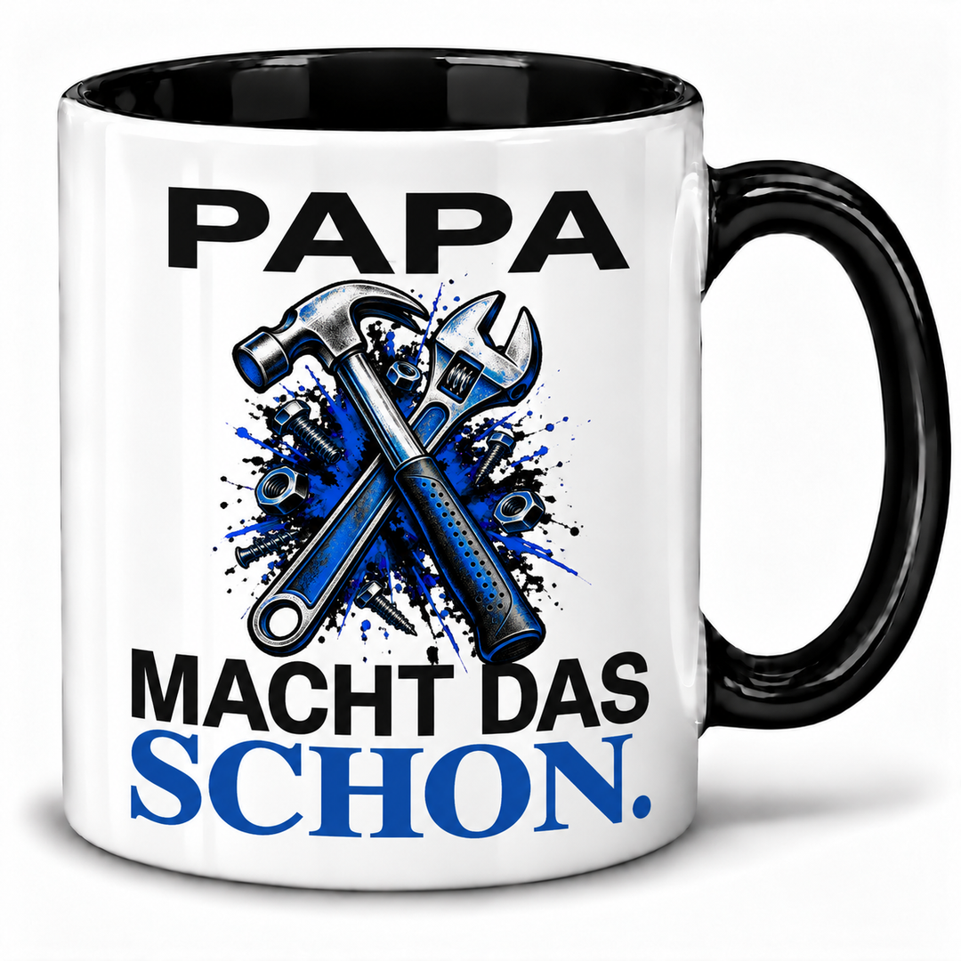 Papa-Tasse „Papa macht das schon“ – Schwarz