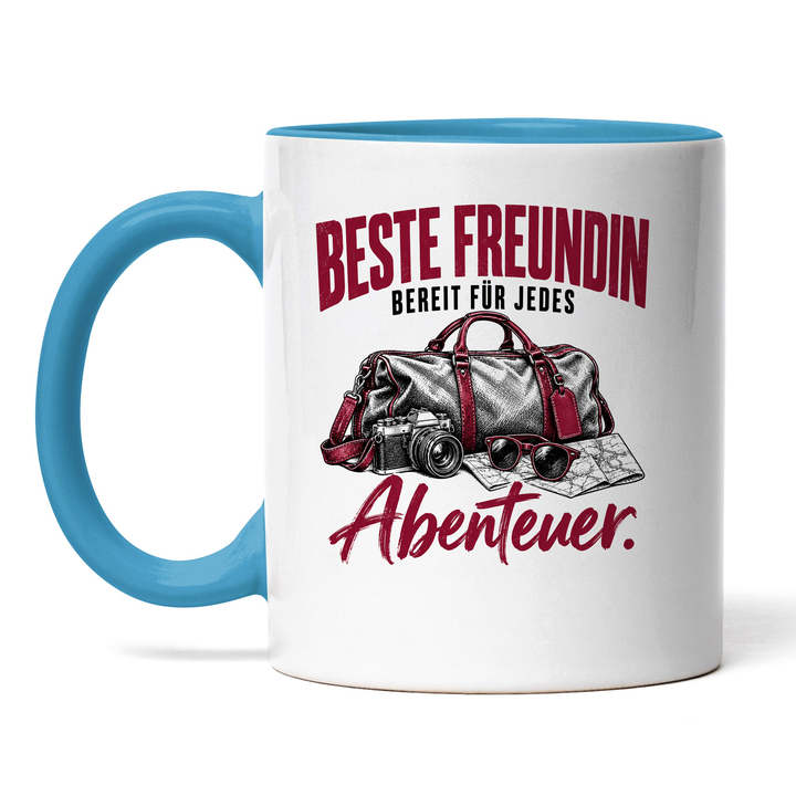 Beste-Freundin-Tasse Bereit für jedes Abenteuer – Blau