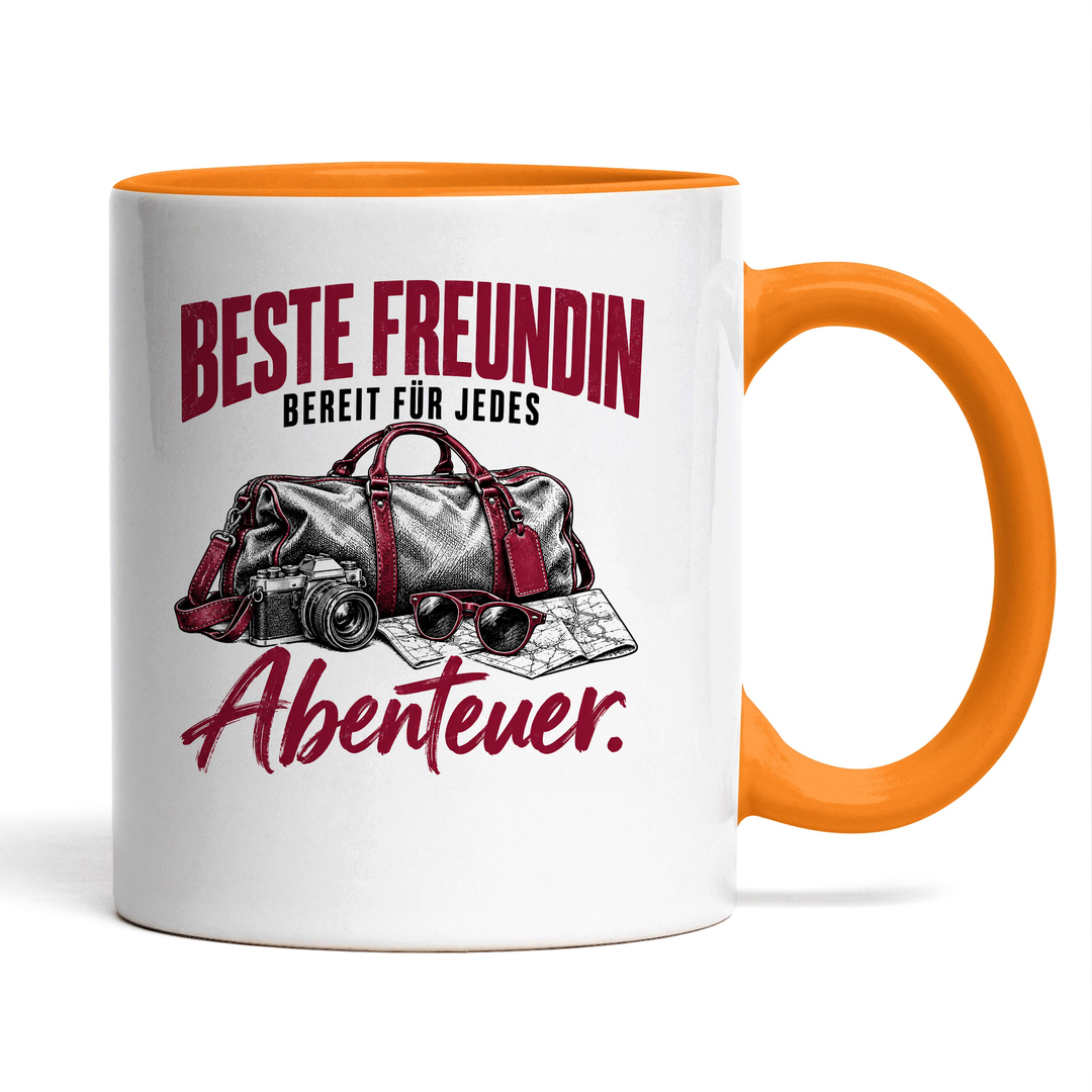 Beste-Freundin-Tasse Bereit für jedes Abenteuer – Orange
