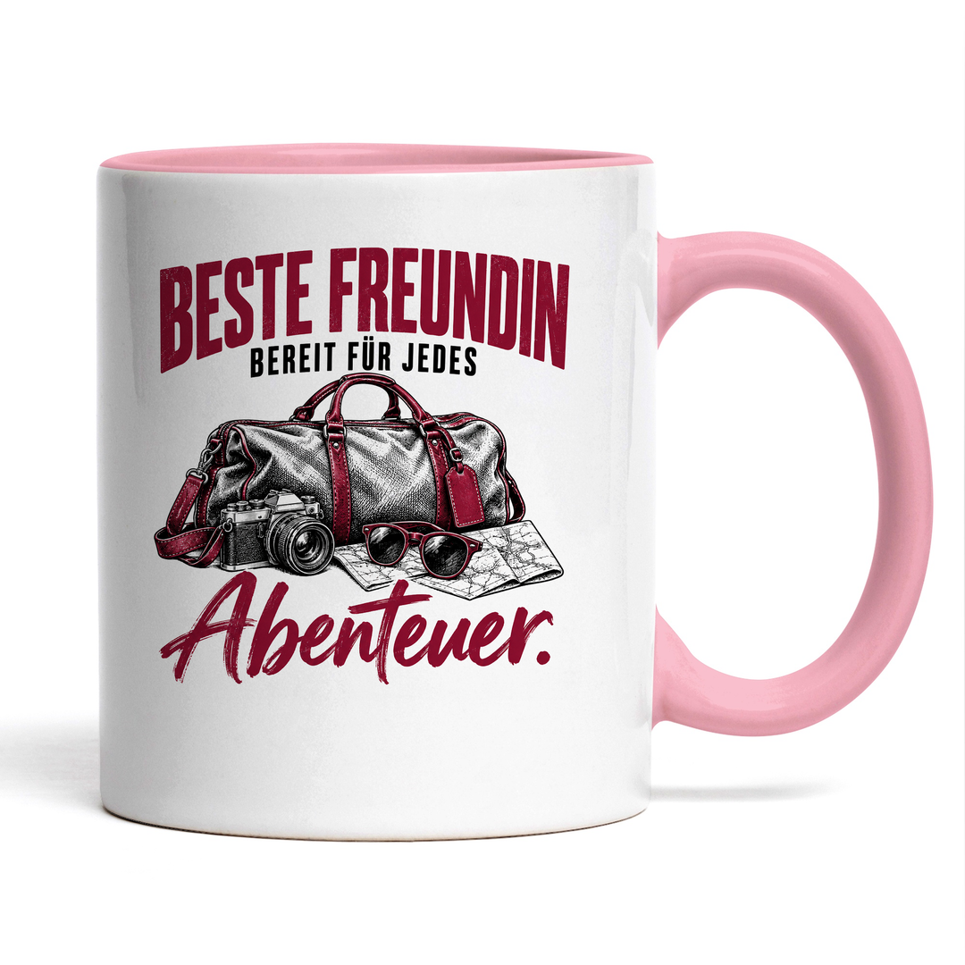Beste-Freundin-Tasse Bereit für jedes Abenteuer – Rosa