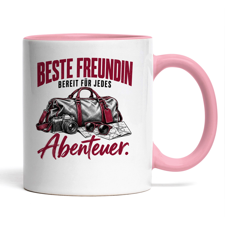 Beste-Freundin-Tasse Bereit für jedes Abenteuer – Rosa