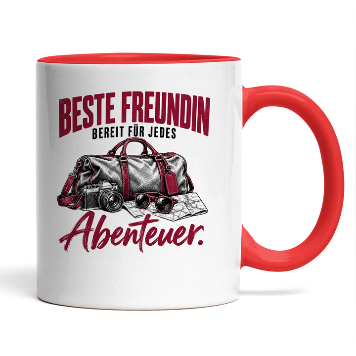 Beste-Freundin-Tasse Bereit für jedes Abenteuer – Rot