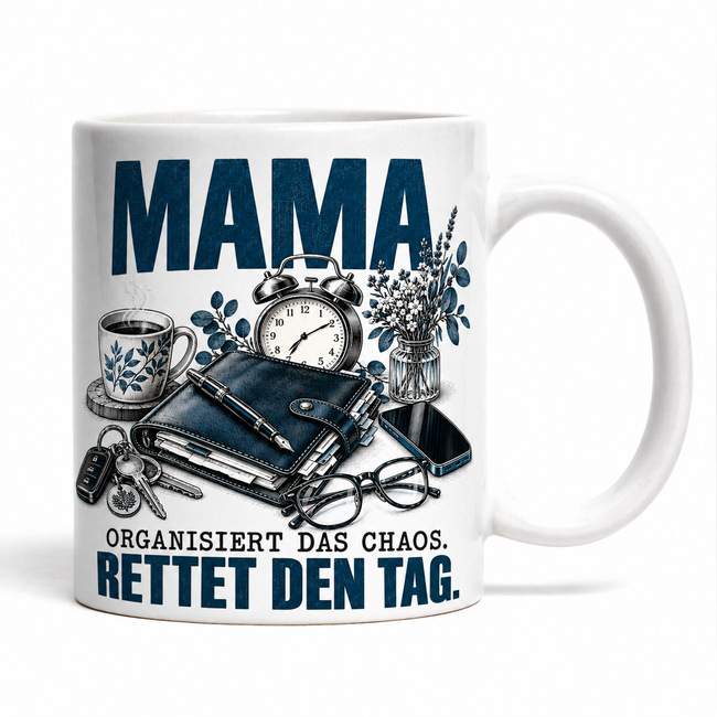 Mama-Tasse „Organisiert das Chaos. Rettet den Tag.“ – 7 Farben