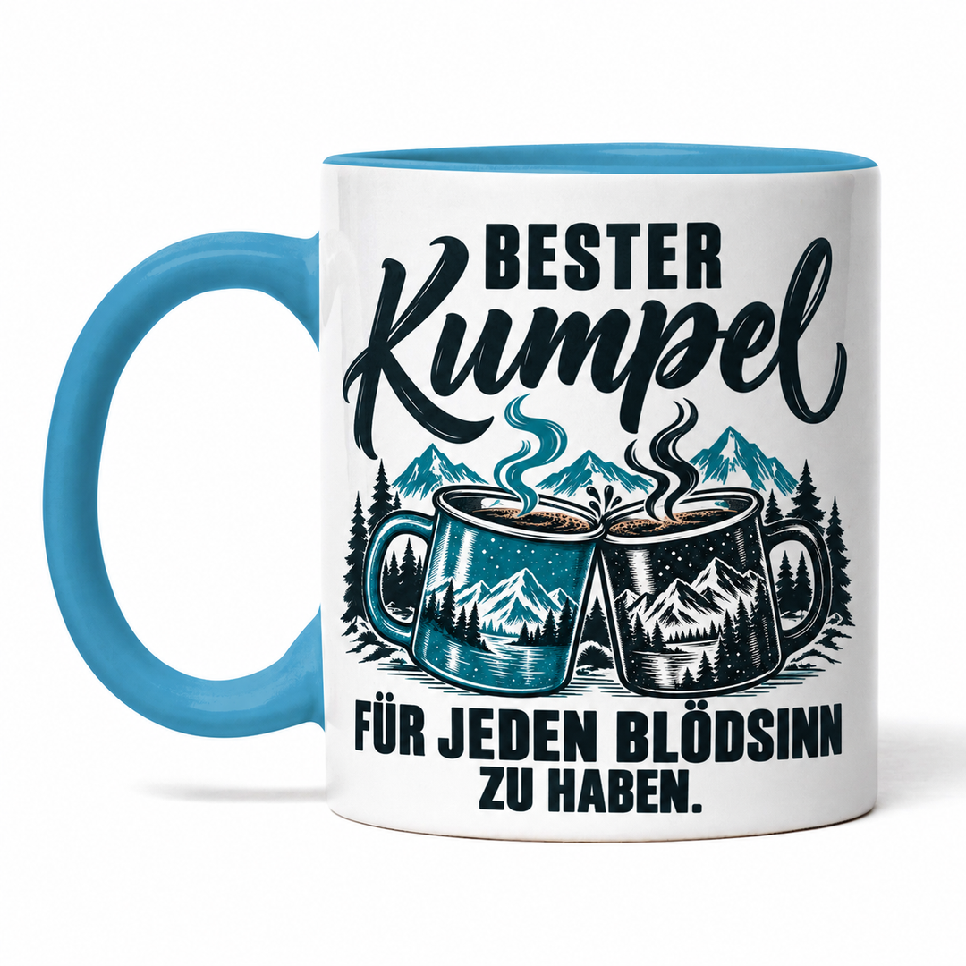 Bester Kumpel Tasse – Für jeden Blödsinn zu haben – Blau – beidseitiges Motiv