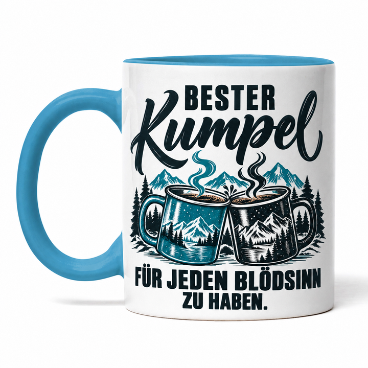 Bester Kumpel Tasse – Für jeden Blödsinn zu haben – Blau – beidseitiges Motiv