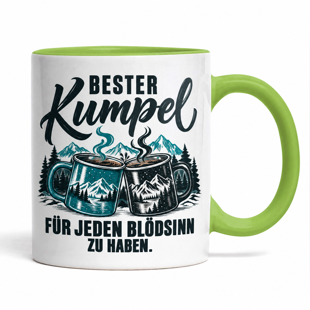 Bester Kumpel Tasse – Für jeden Blödsinn zu haben – Grün – beidseitiges Motiv