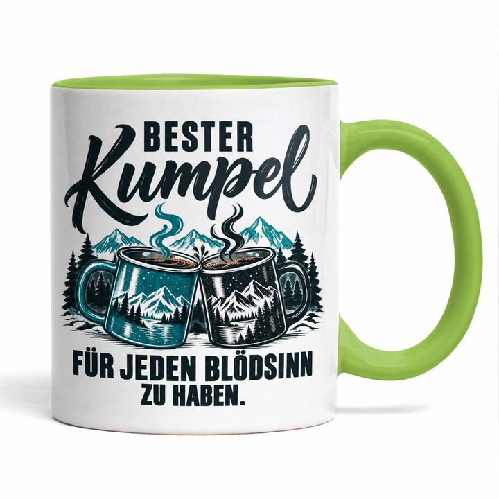 Bester Kumpel Tasse – Für jeden Blödsinn zu haben – Grün – beidseitiges Motiv