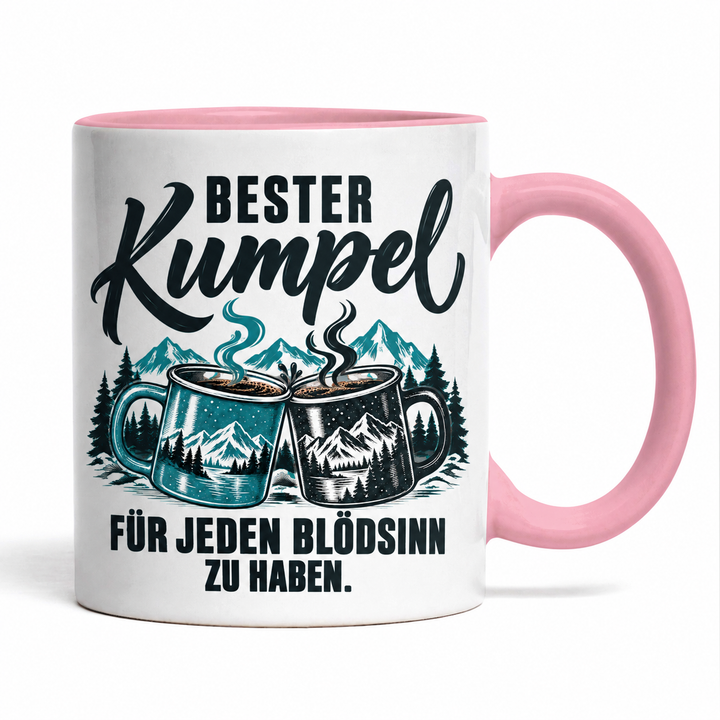 Bester Kumpel Tasse – Für jeden Blödsinn zu haben – rosa – beidseitiges Motiv