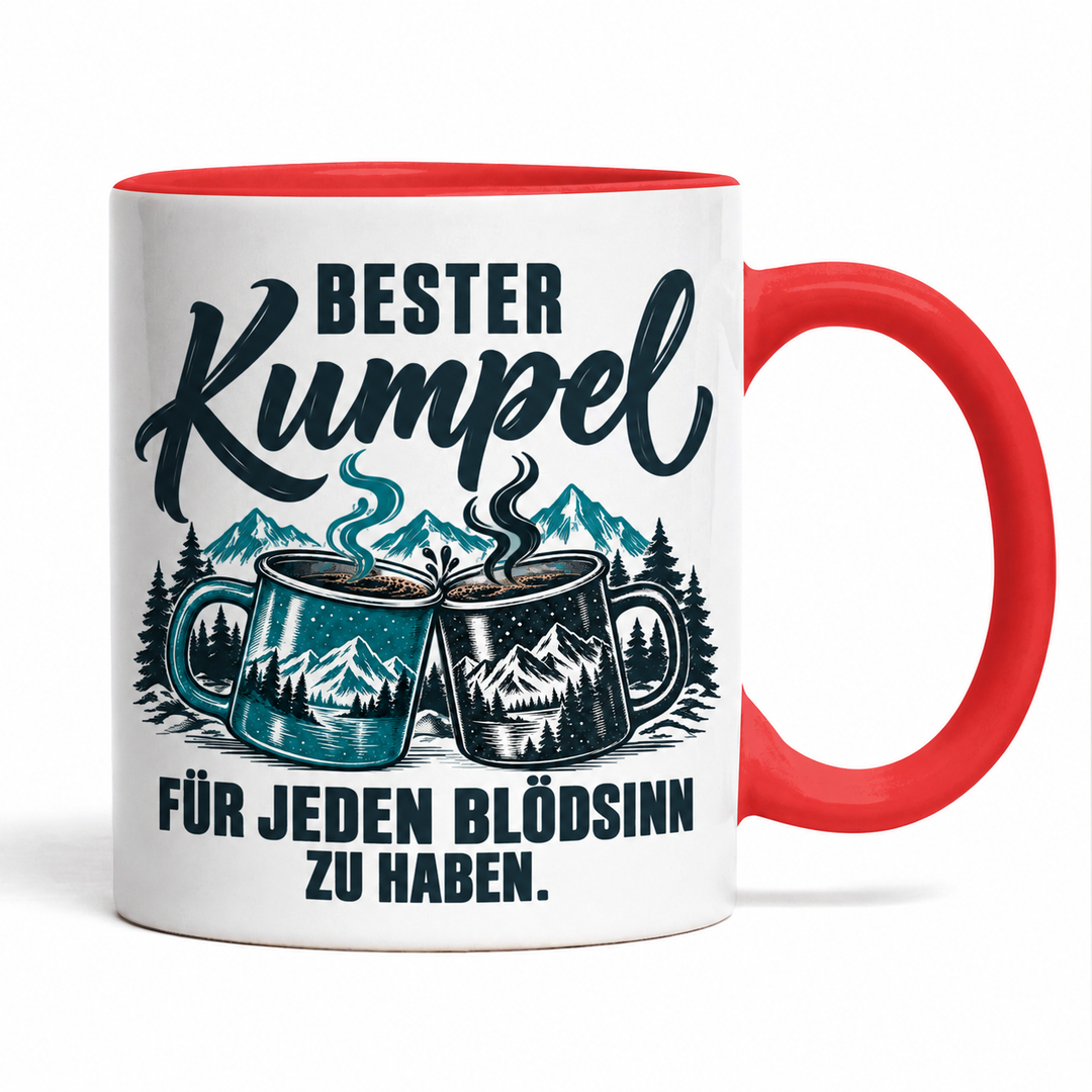 Bester Kumpel Tasse – Für jeden Blödsinn zu haben – Rot – beidseitiges Motiv