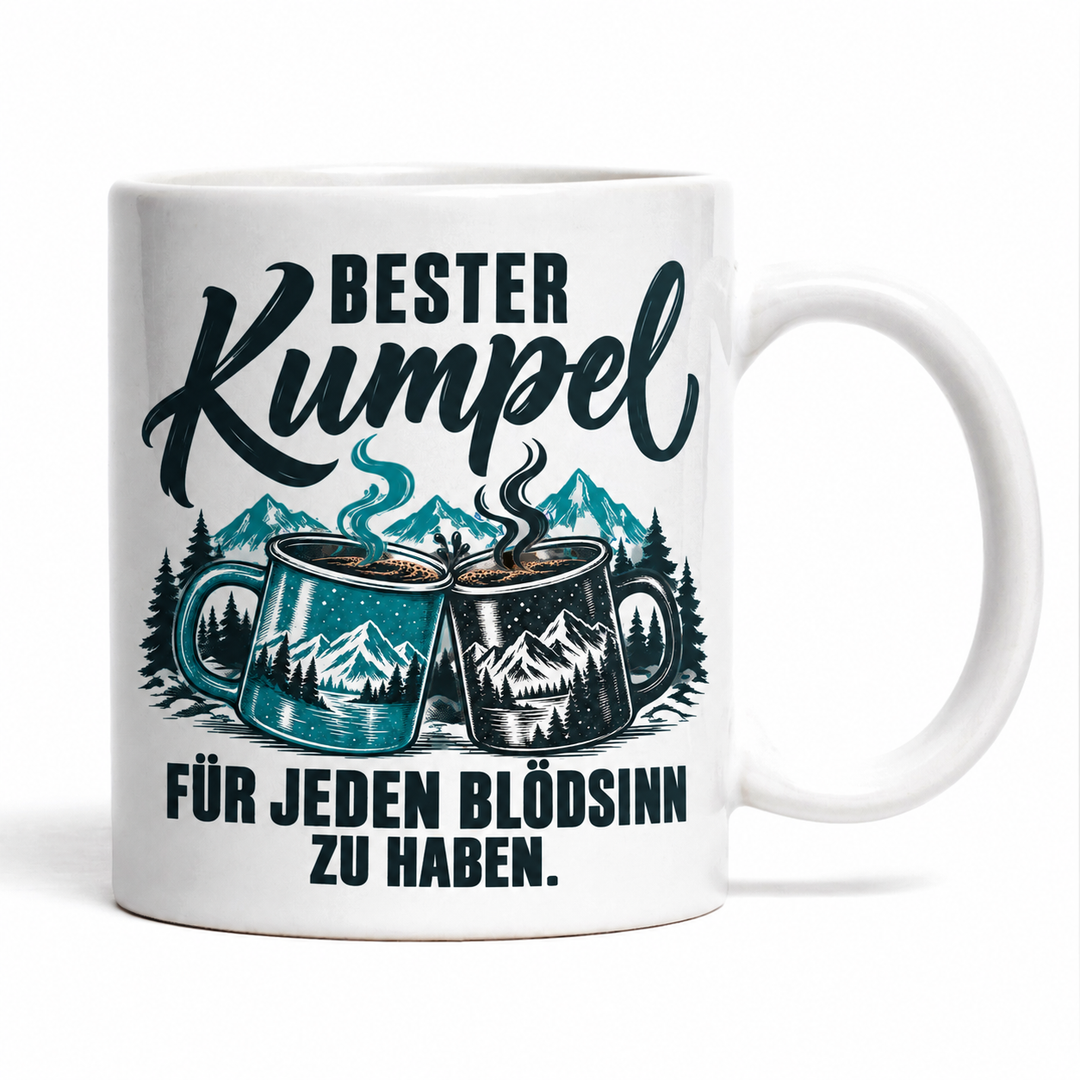 Bester Kumpel Tasse – Für jeden Blödsinn zu haben – weiss – beidseitiges Motiv