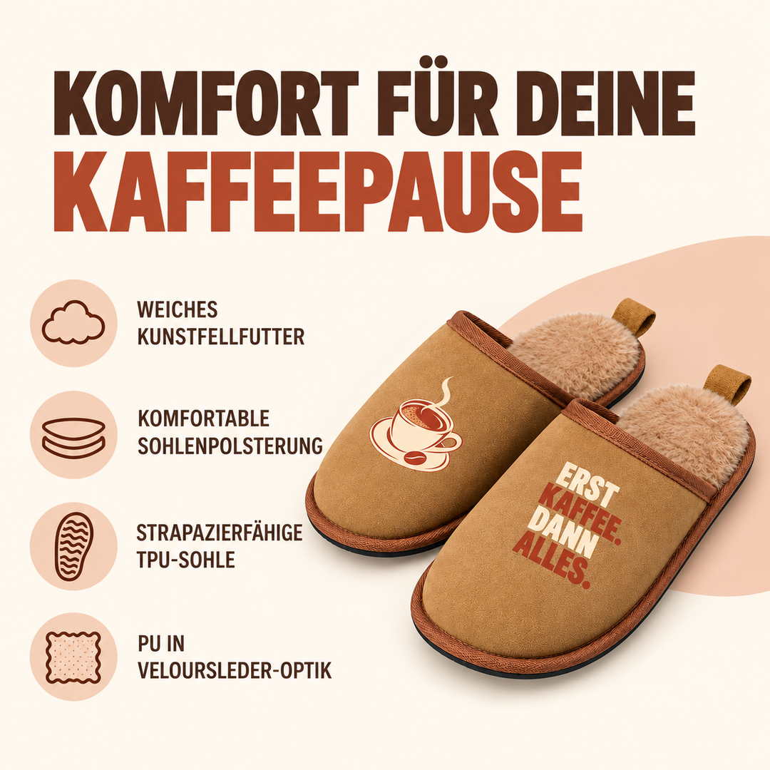 Hausschuhe mit Kunstfellfutter, Sohlenpolsterung, TPU-Sohle und PU in Veloursleder-Optik