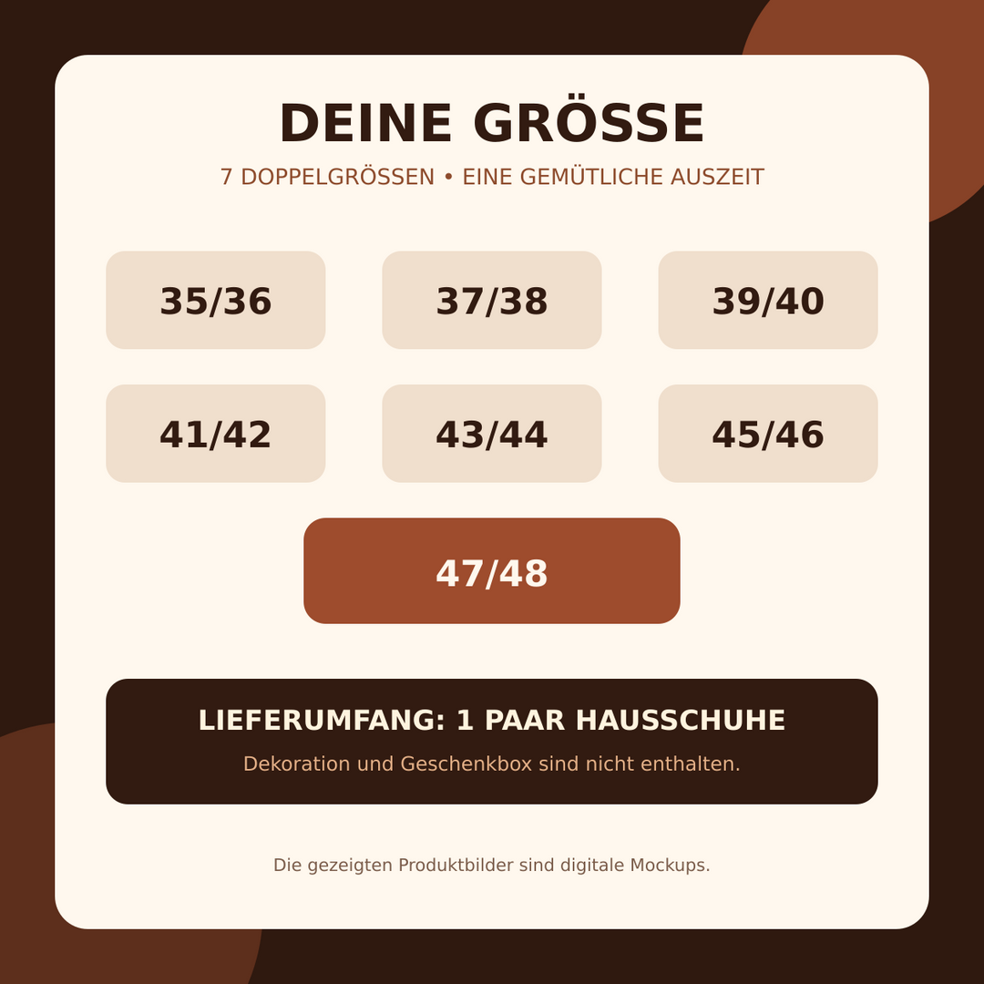 Größenübersicht Terra Hausschuhe 35 36 bis 47 48