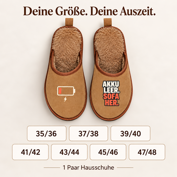 Hausschuhe Terra „Akku leer. Sofa her.“ – 07-sizes