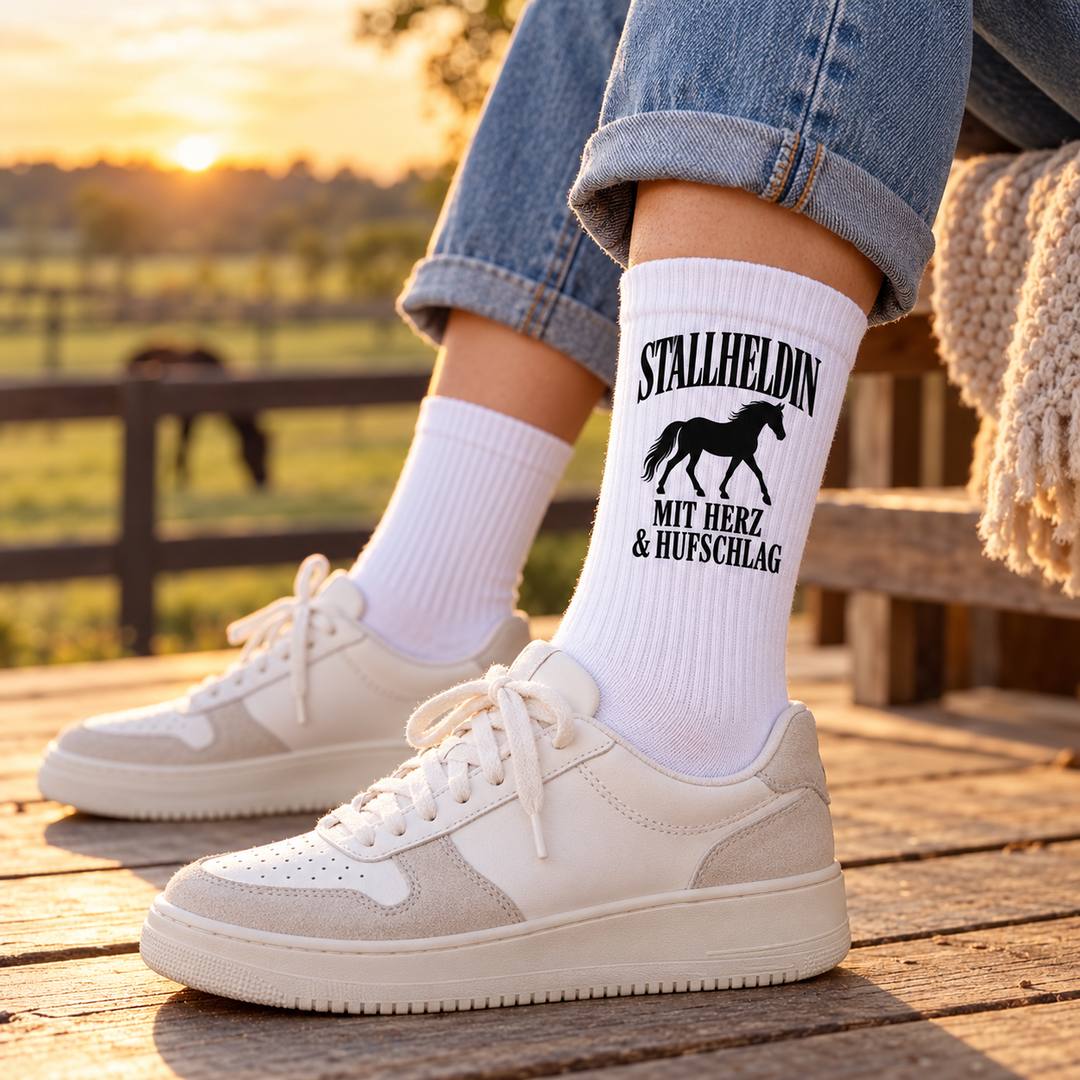 Weiße Pferdesocken im Freizeitlook