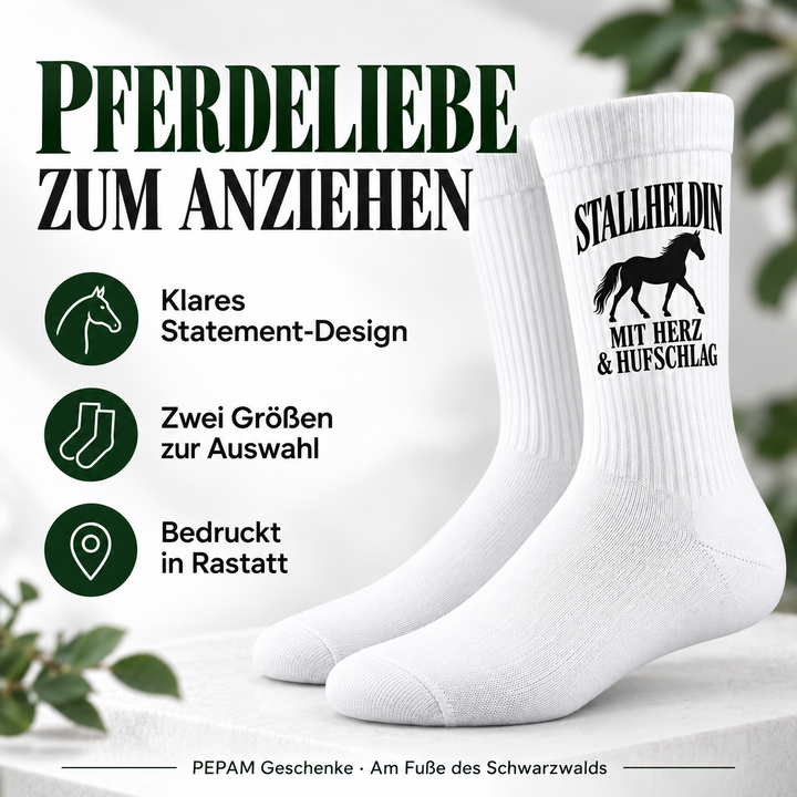 Stallheldin-Socken bedruckt in Rastatt