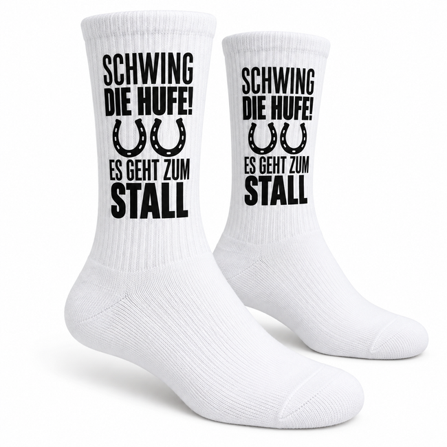 Schwing die Hufe! Socken – Geschenk für Reiter & Pferdefreunde