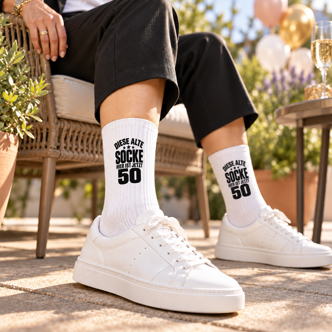 Geburtstagssocken 50 mit kompaktem Motiv – lifestyle-damen