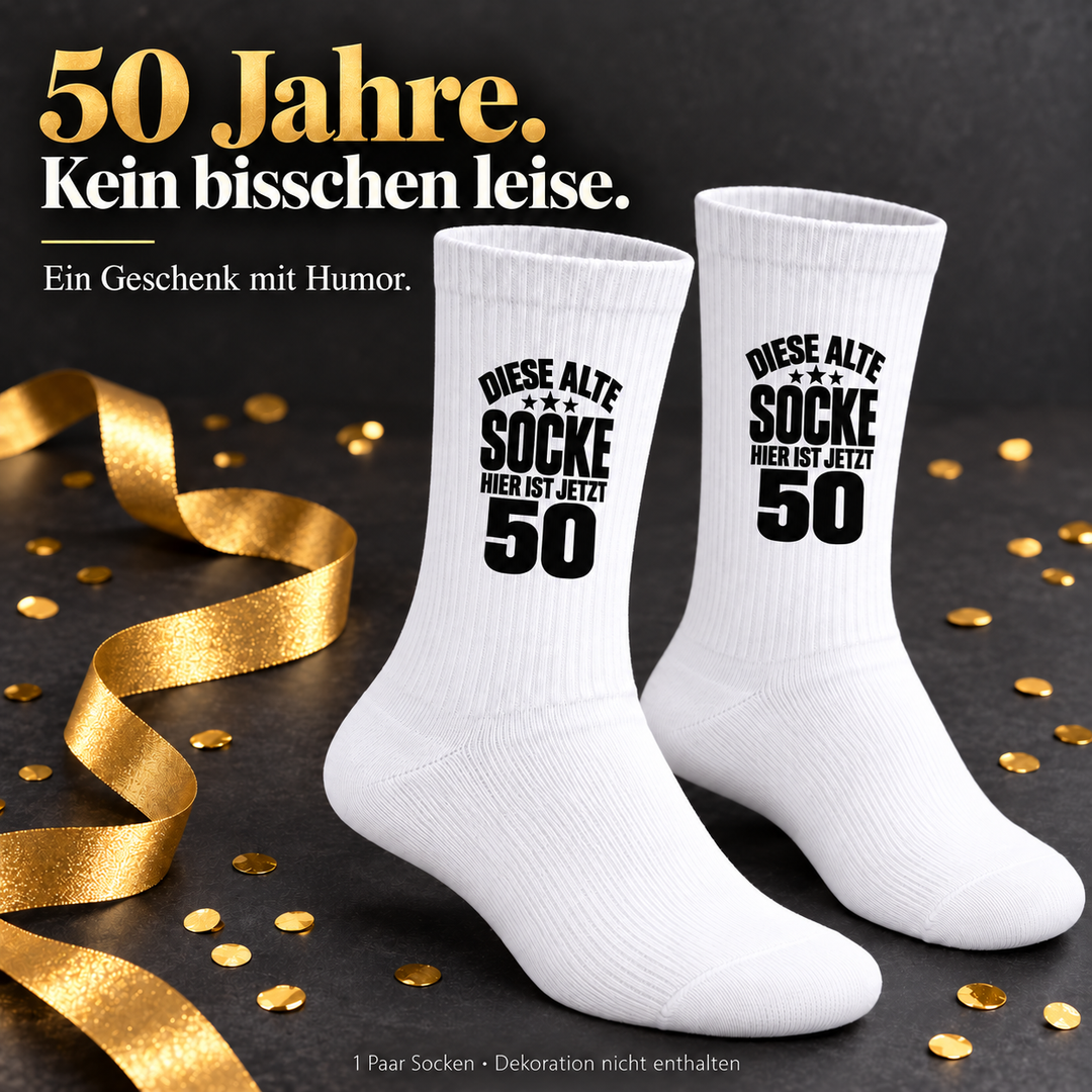 Geburtstagssocken 50 mit kompaktem Motiv – geschenk