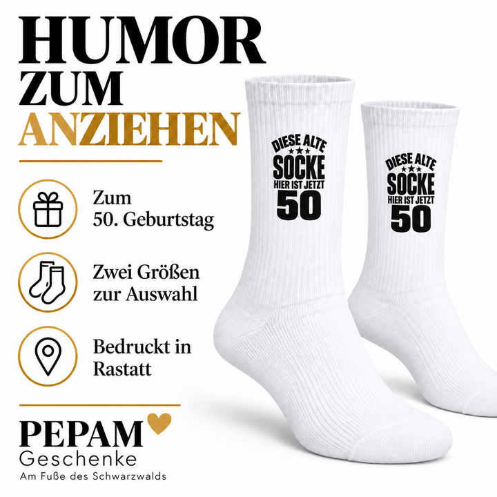 Geburtstagssocken 50 mit kompaktem Motiv – vorteile